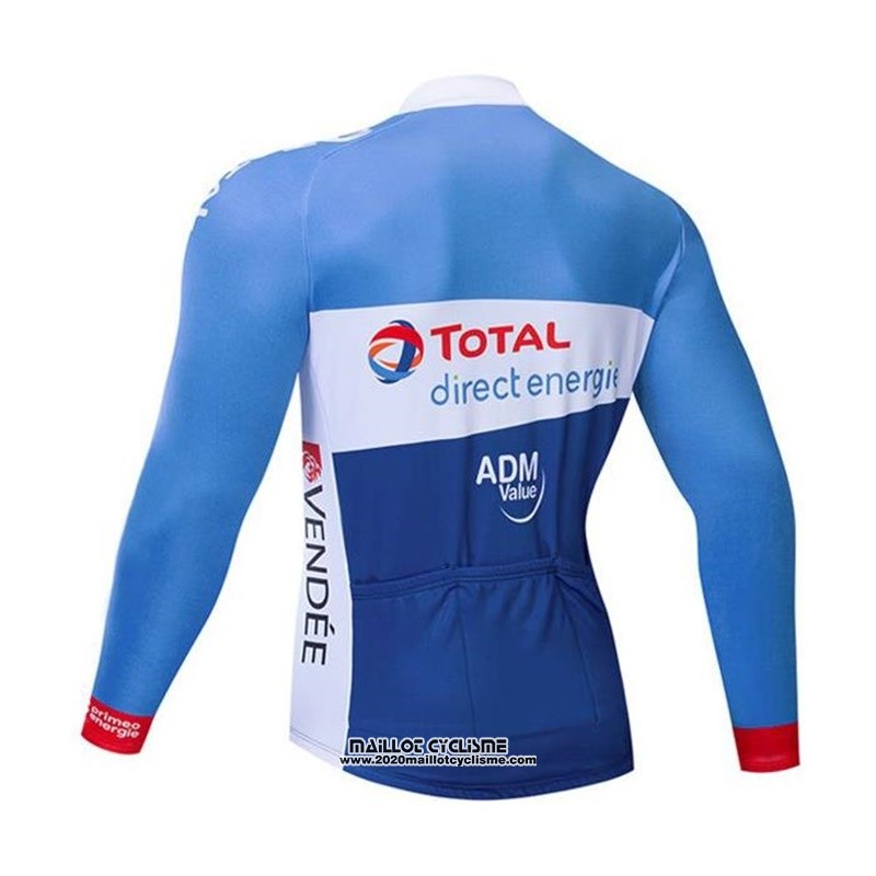 2019 Maillot Ciclismo Direct Energie Bleu Blanc Manches Longues et Cuissard